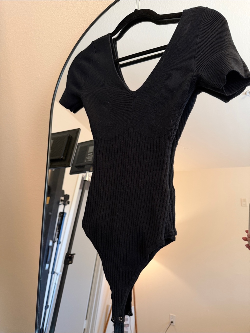 Abercrombie & Fitch Black Ribbed Scoop Neck Bodysuit